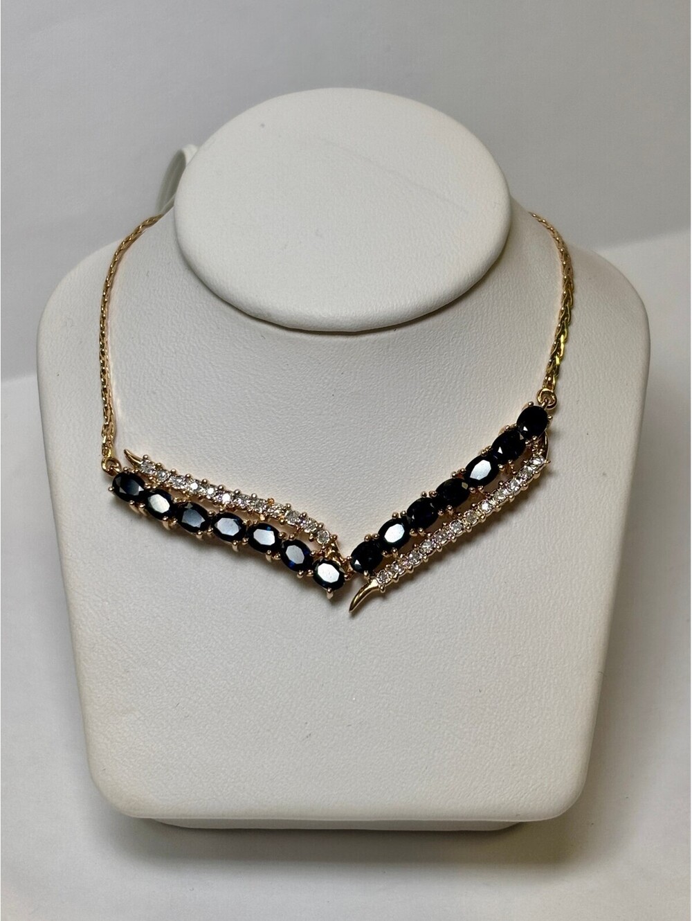 14k Yellow Gold Sapphire and Diamond Necklace